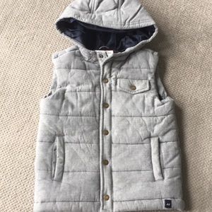 Grey puffy vest with hood
